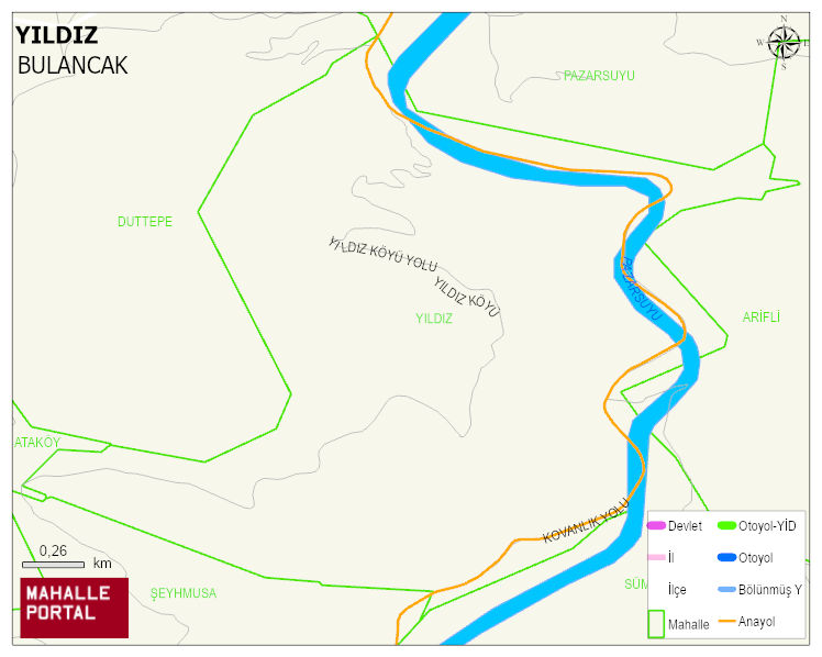 YILDIZ Köyü Haritası | Dağlar, Ovalar ve Akarsu Bilgileri