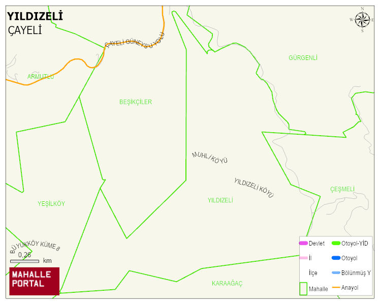 YILDIZELİ Köyü Haritası | Detaylı Köy ve Mahalle Görünümü
