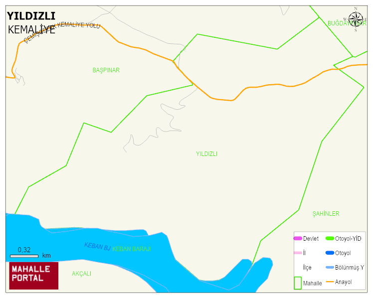 YILDIZLI Köyü Haritası | Sayısal Bölge Görünümü