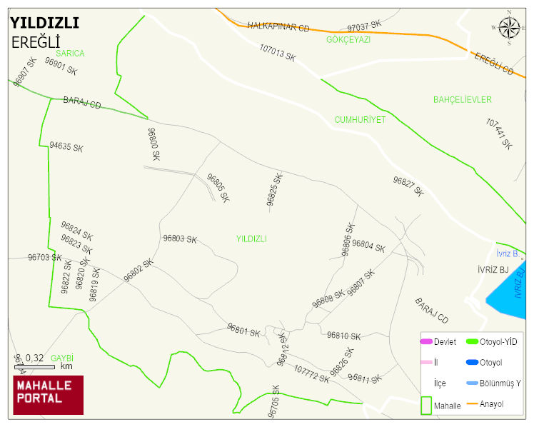 YILDIZLI Mahallesi Haritası | İnteraktif Köy ve Mahalle Sınırları