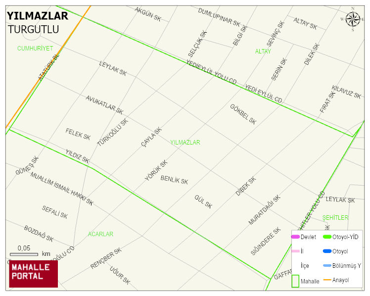 YILMAZLAR Mahallesi Haritası | İnteraktif Köy ve Mahalle Sınırları