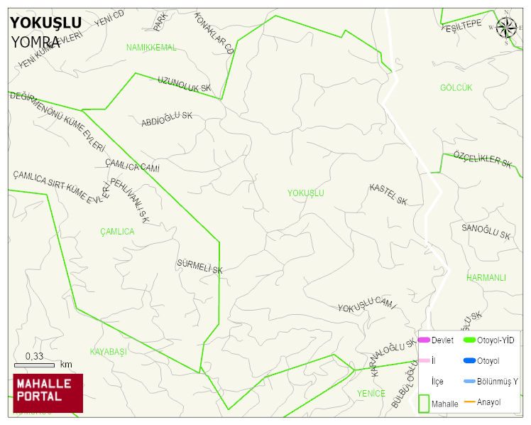 YOKUŞLU Mahallesi Haritası | Mahalle ve Köy Sınırı