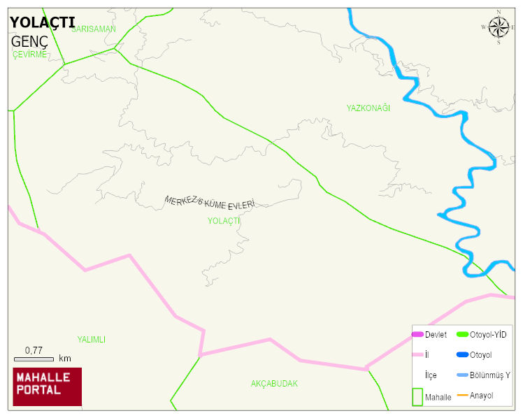 YOLAÇTI Köyü Haritası | Yükselti ve Doğa Özellikleri