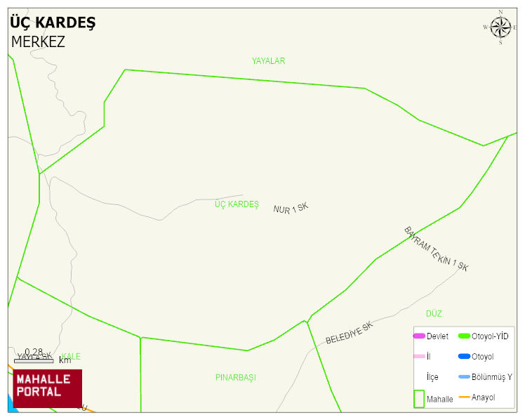 YOLALAN BELDESİ ÜÇ KARDEŞ Mahallesi Haritası | Sayısal Bölge Görünümü