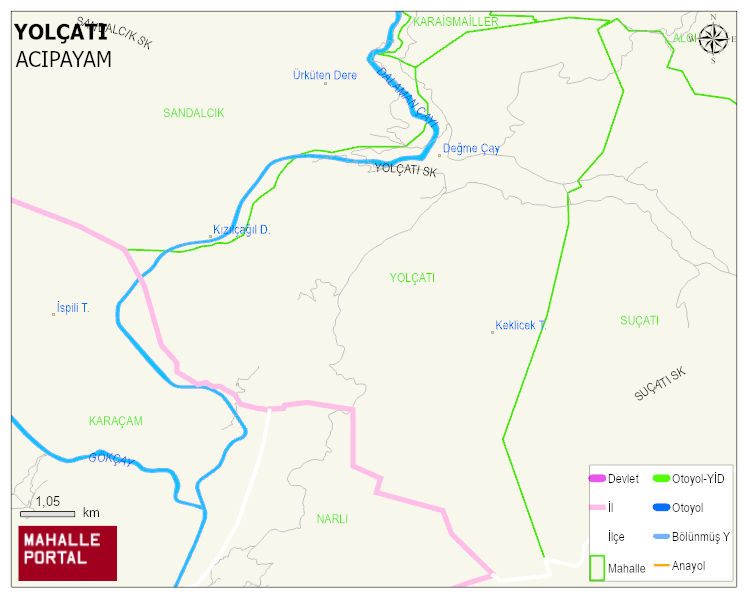 YOLÇATI Mahallesi Haritası | Dağlar, Ovalar ve Akarsu Bilgileri