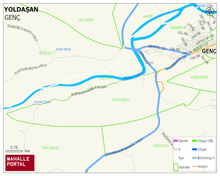 YOLDAŞAN Mahallesi Haritası | Yükselti ve Doğa Özellikleri