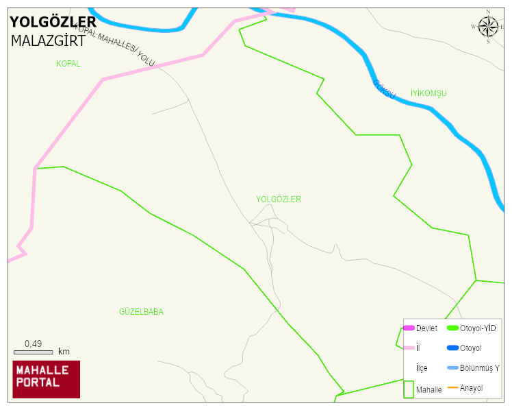 YOLGÖZLER Köyü Haritası | Yükselti ve Doğa Özellikleri
