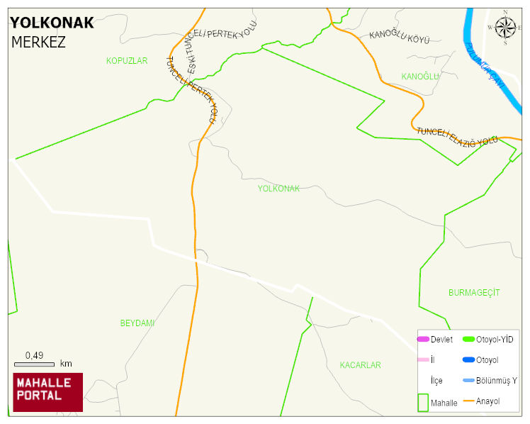 YOLKONAK Köyü Haritası | Yükselti ve Doğa Özellikleri