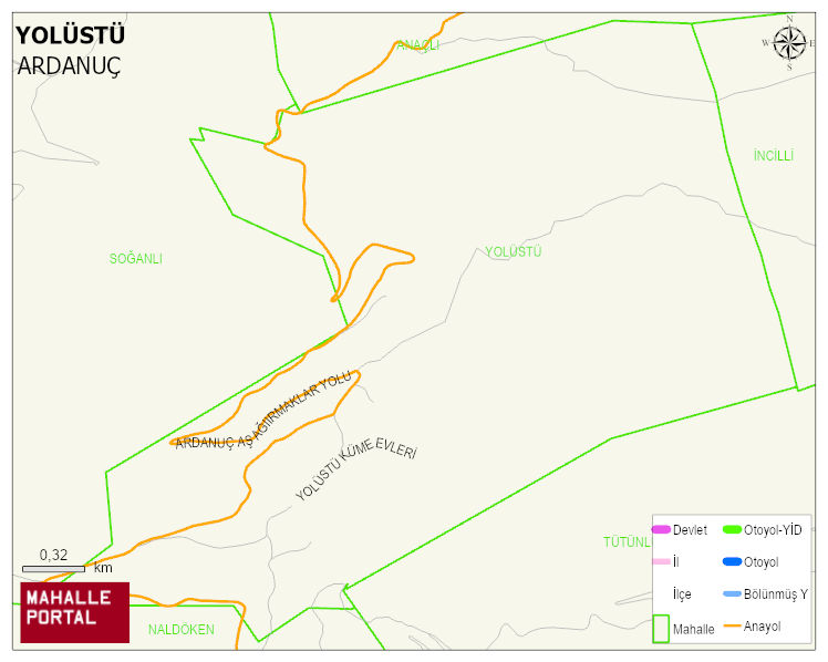 YOLÜSTÜ Köyü Haritası | İnteraktif Köy ve Mahalle Sınırları
