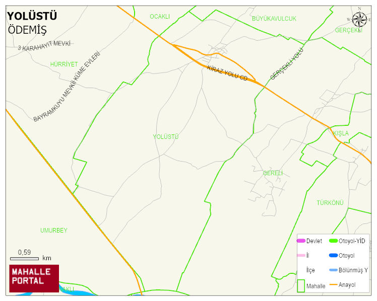 YOLÜSTÜ Mahallesi Haritası | Coğrafi Yapı ve Detaylı Haritası