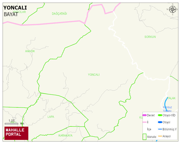 YONCALI Köyü Haritası | Sayısal Bölge Görünümü