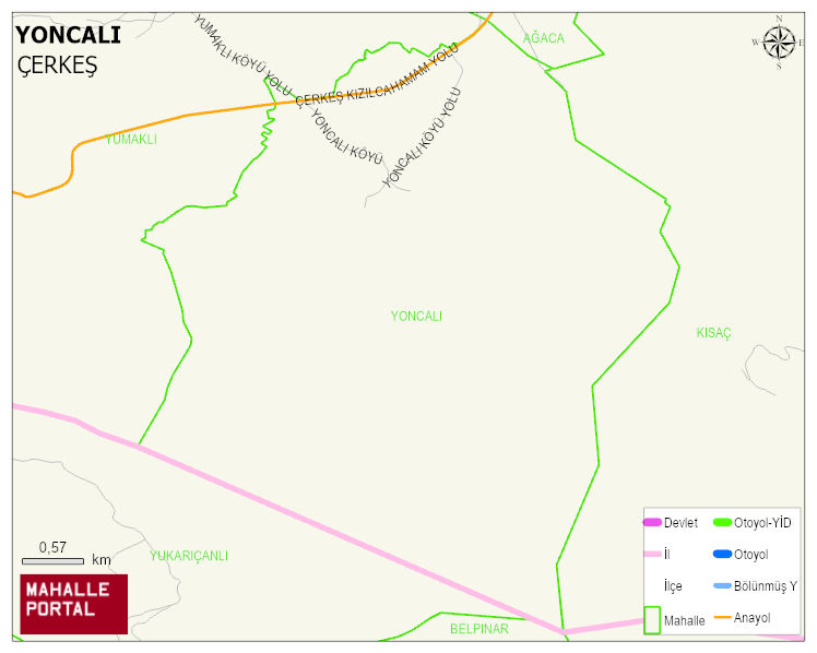 YONCALI Köyü Haritası | Mahalle ve Köy Sınırı