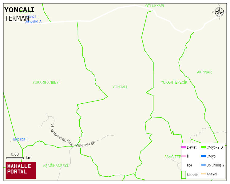 YONCALI Mahallesi Haritası | Yükselti ve Doğa Özellikleri
