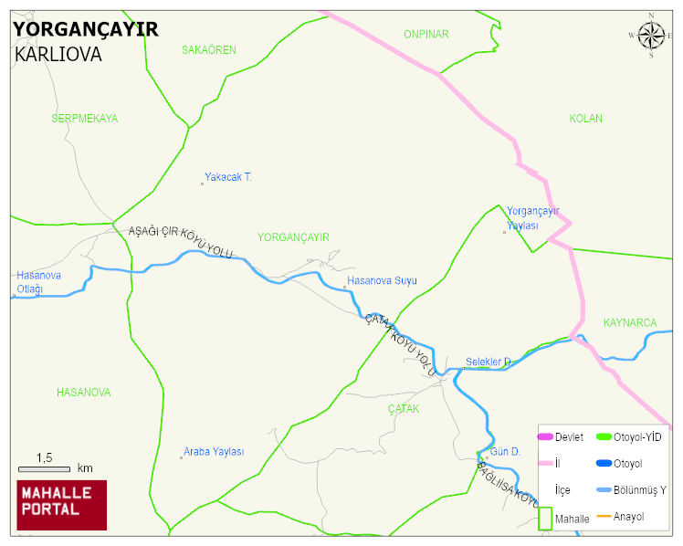 YORGANÇAYIR Köyü Haritası | Coğrafi Yapı ve Detaylı Haritası