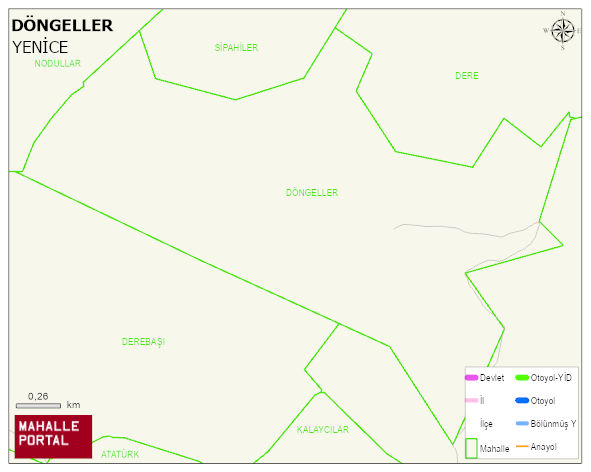 YORTAN BELDESİ DÖNGELLER Mahallesi Haritası | Mahalle ve Köy Sınırı
