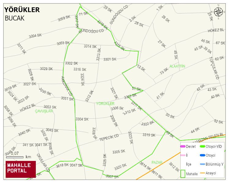 YÖRÜKLER Mahallesi Haritası | Mahalle ve Köy Sınırı