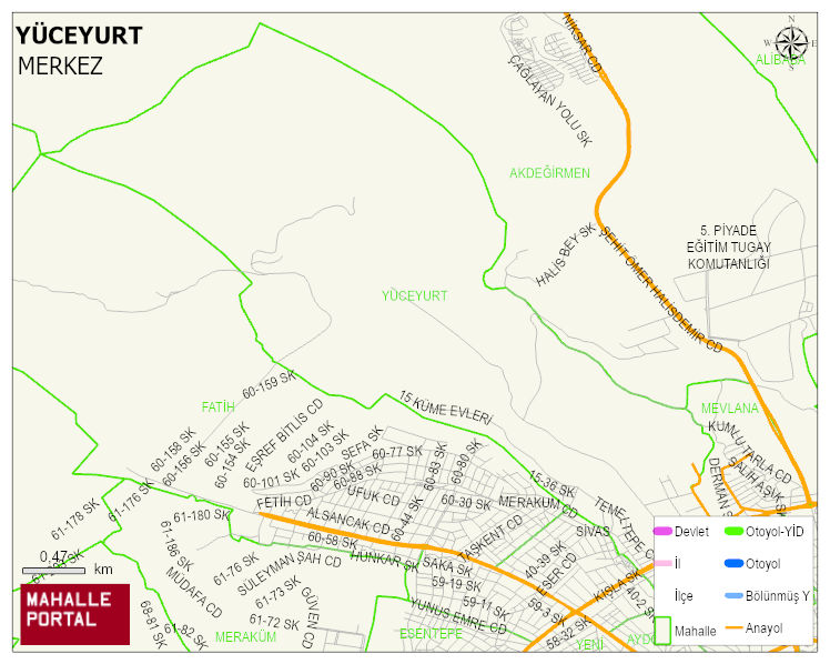YÜCEYURT Mahallesi Haritası | Mahalle ve Köy Sınırı
