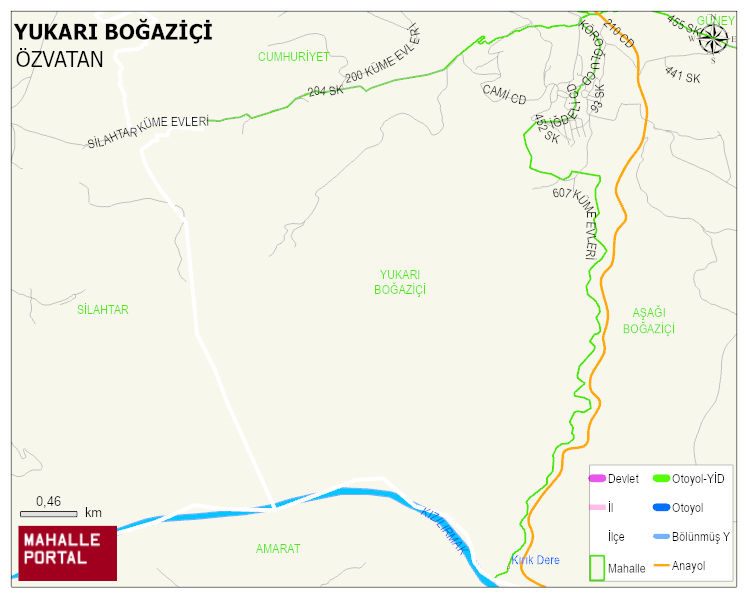 YUKARI BOĞAZİÇİ Mahallesi Haritası | Mahalle ve Köy Sınırı