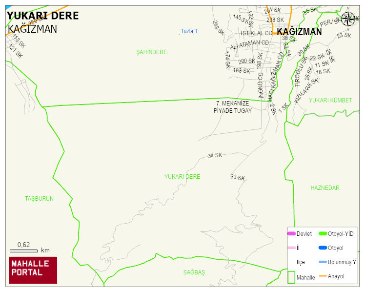 YUKARI DERE Mahallesi Haritası | Sayısal Bölge Görünümü