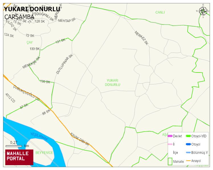YUKARI DONURLU Mahallesi Haritası | Mahalle ve Köy Sınırı