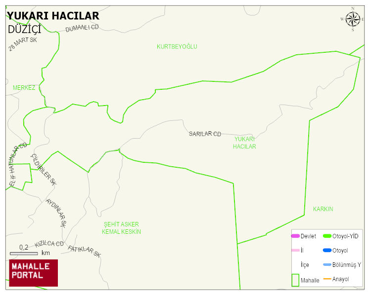 YUKARI HACILAR Mahallesi Haritası | İnteraktif Köy ve Mahalle Sınırları