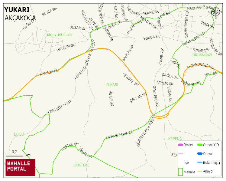 YUKARI Mahallesi Haritası | Sayısal Bölge Görünümü