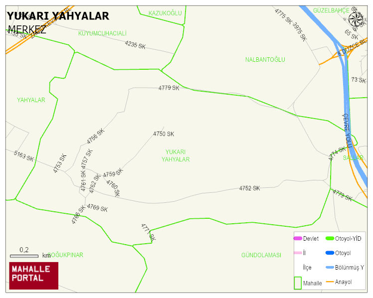 YUKARI YAHYALAR Mahallesi Haritası | Mahalle Sokak Haritası