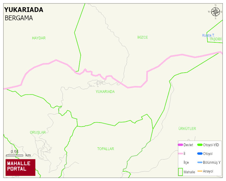 YUKARIADA Mahallesi Haritası | Dağlar, Ovalar ve Akarsu Bilgileri