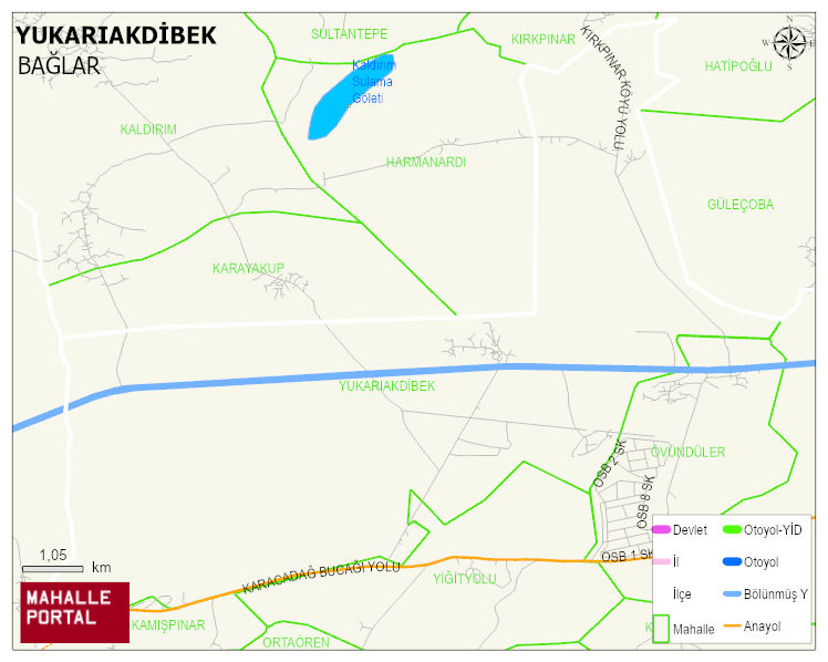 YUKARIAKDİBEK Mahallesi Haritası | İnteraktif Köy ve Mahalle Sınırları
