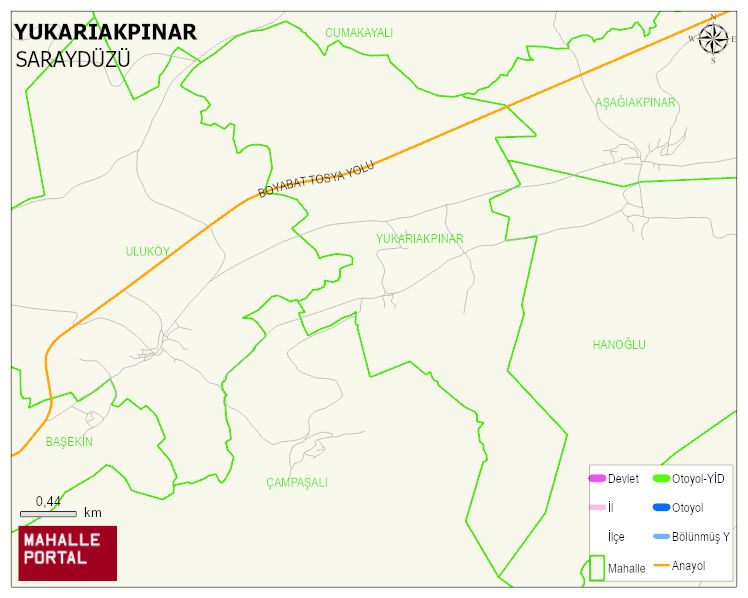 YUKARIAKPINAR Köyü Haritası | Dağlar, Ovalar ve Akarsu Bilgileri