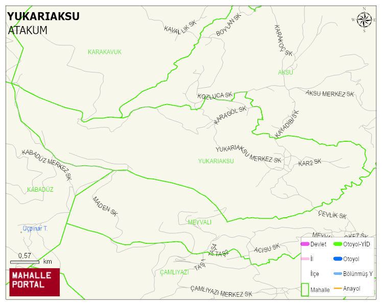YUKARIAKSU Mahallesi Haritası | Yükselti ve Doğa Özellikleri