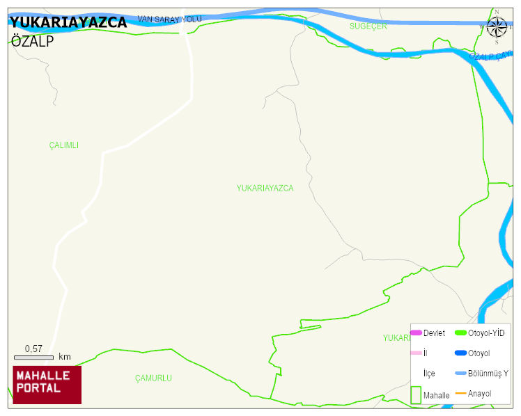YUKARIAYAZCA Mahallesi Haritası | Mahalle ve Köy Sınırı