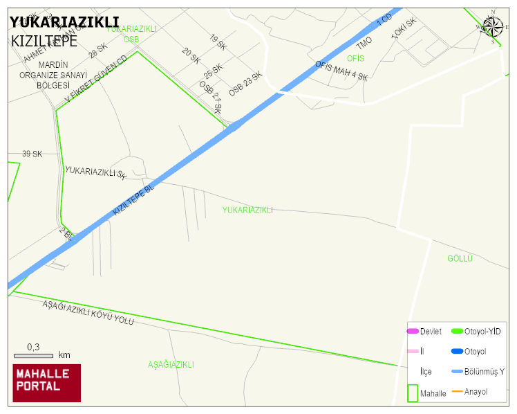 YUKARIAZIKLI Mahallesi Haritası | Coğrafi Yapı ve Detaylı Haritası
