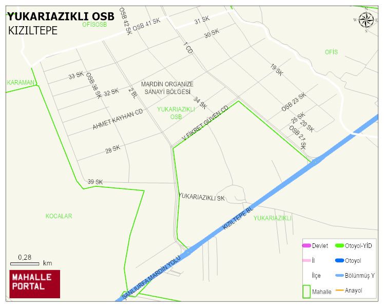 YUKARIAZIKLI OSB Mahallesi Haritası | Yükselti ve Doğa Özellikleri