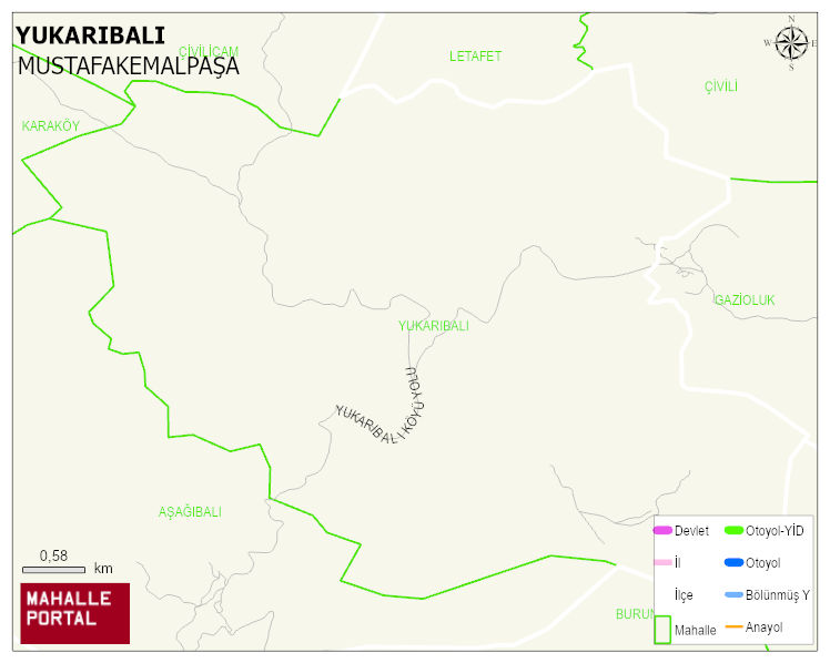 YUKARIBALI Mahallesi Haritası | Sayısal Bölge Görünümü