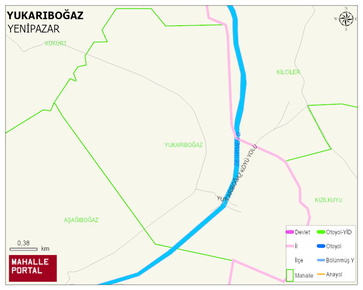 YUKARIBOĞAZ Köyü Haritası | Detaylı Köy ve Mahalle Görünümü