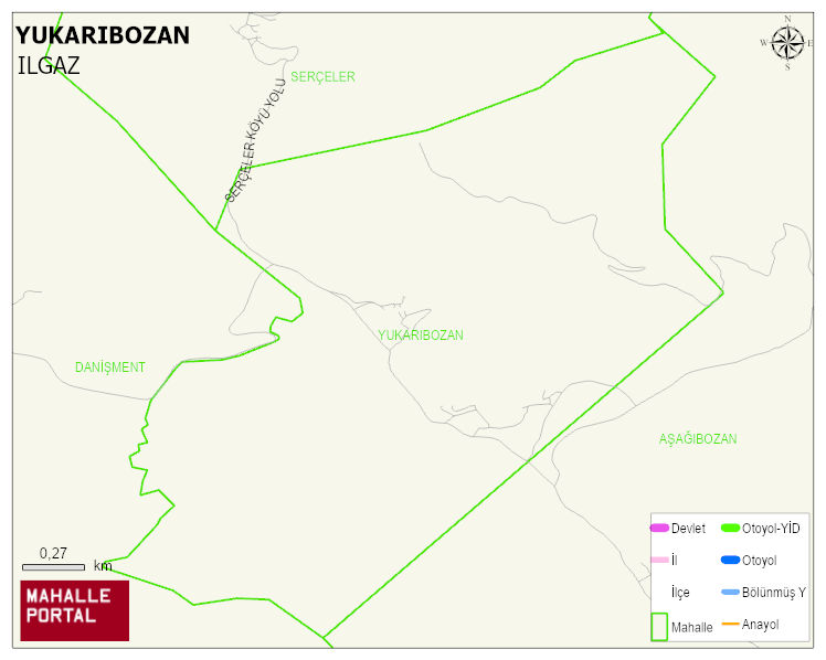 YUKARIBOZAN Köyü Haritası | İnteraktif Köy ve Mahalle Sınırları