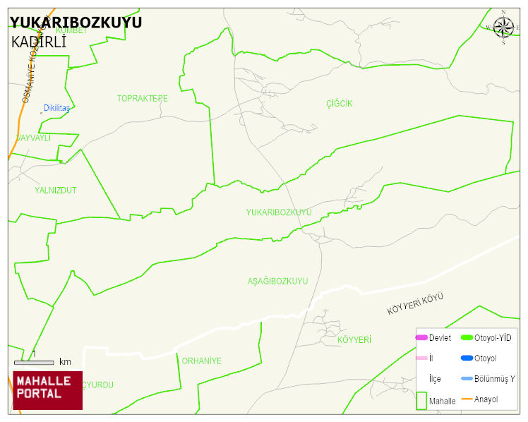 YUKARIBOZKUYU Köyü Haritası | Mahalle Sokak Haritası