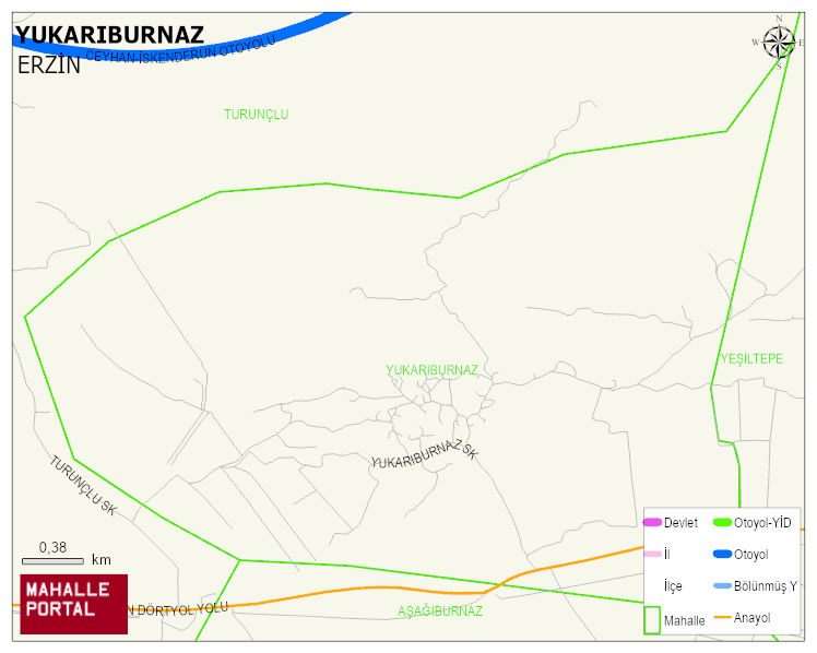 YUKARIBURNAZ Mahallesi Haritası | Detaylı Köy ve Mahalle Görünümü