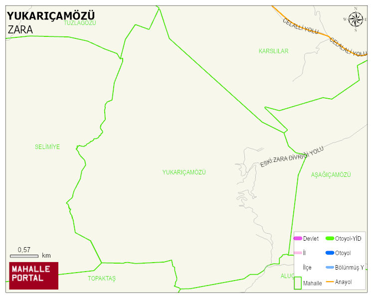 YUKARIÇAMÖZÜ Köyü Haritası | Mahalle ve Köy Sınırı