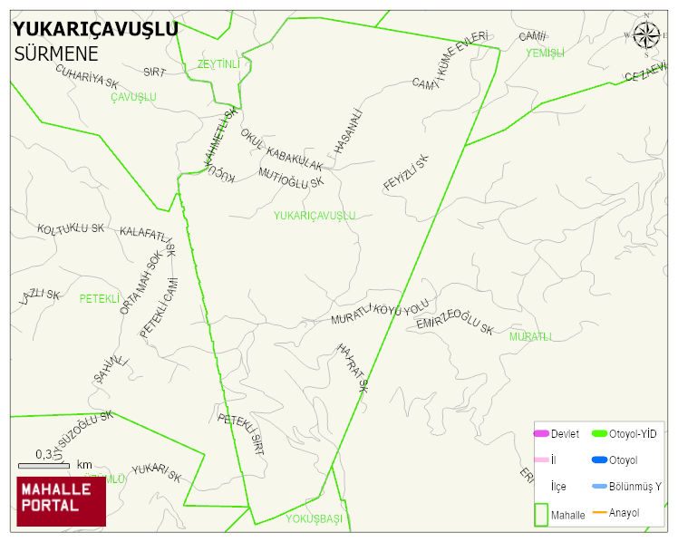 YUKARIÇAVUŞLU Mahallesi Haritası | Sayısal Bölge Görünümü