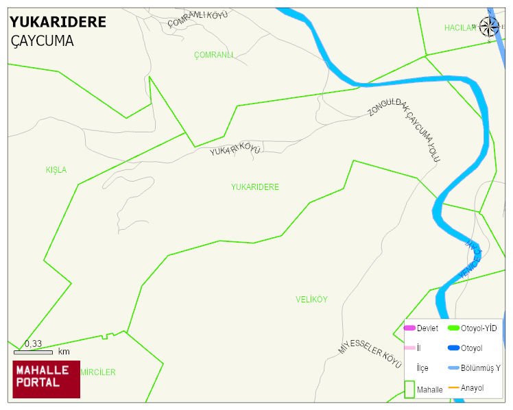 YUKARIDERE Köyü Haritası | Coğrafi Yapı ve Detaylı Haritası