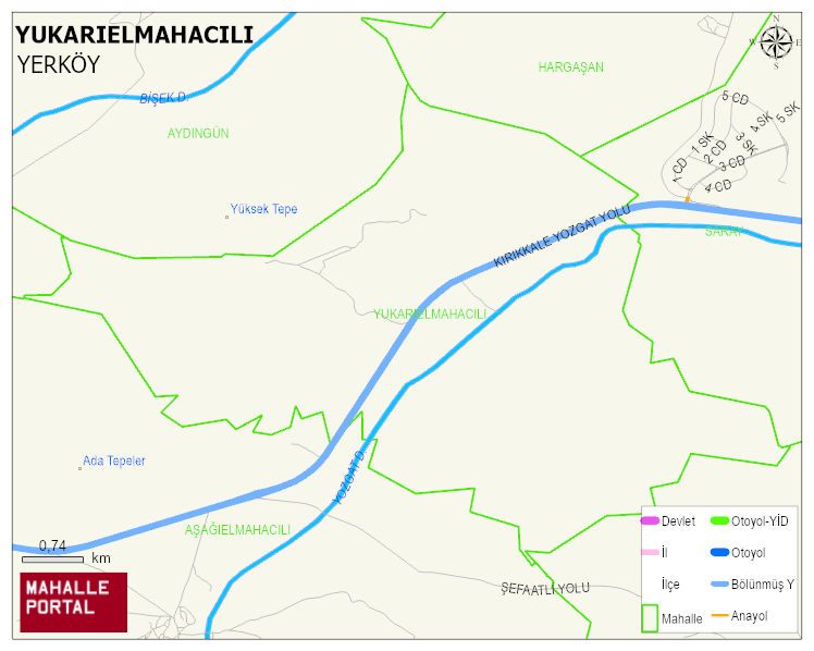 YUKARIELMAHACILI Köyü Haritası | İnteraktif Köy ve Mahalle Sınırları