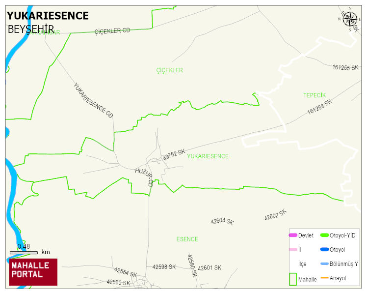 YUKARIESENCE Mahallesi Haritası | Yükselti ve Doğa Özellikleri