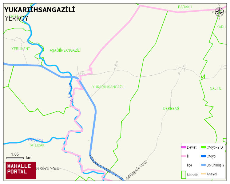 YUKARIİHSANGAZİLİ Köyü Haritası | İnteraktif Köy ve Mahalle Sınırları