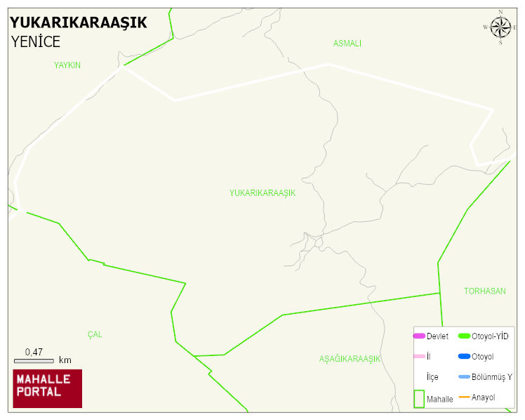 YUKARIKARAAŞIK Köyü Haritası | Dağlar, Ovalar ve Akarsu Bilgileri