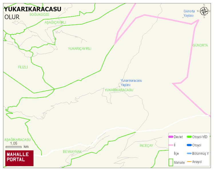 YUKARIKARACASU Mahallesi Haritası | Sayısal Bölge Görünümü