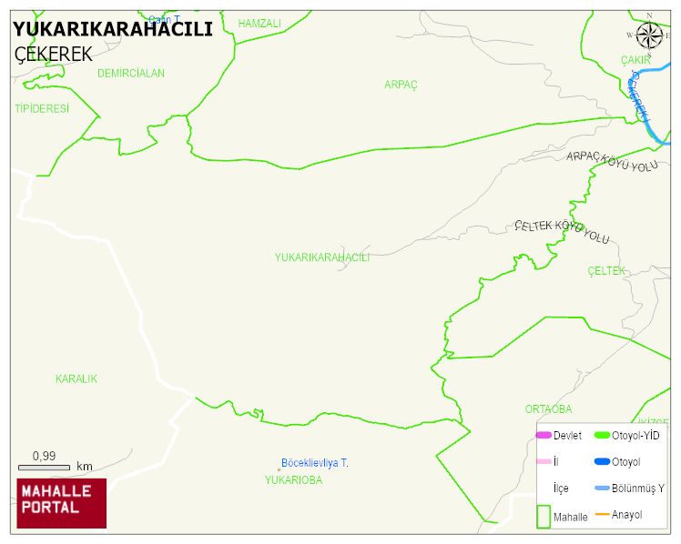 YUKARIKARAHACILI Köyü Haritası | Dağlar, Ovalar ve Akarsu Bilgileri