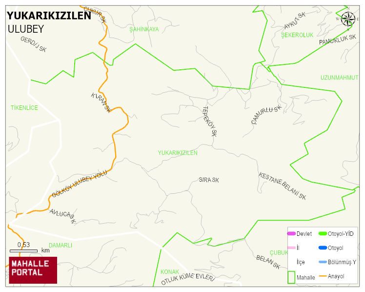 YUKARIKIZILEN Mahallesi Haritası | Dağlar, Ovalar ve Akarsu Bilgileri