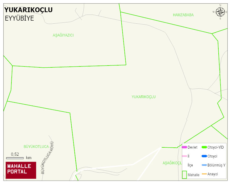 YUKARIKOÇLU Mahallesi Haritası | Mahalle ve Köy Sınırı